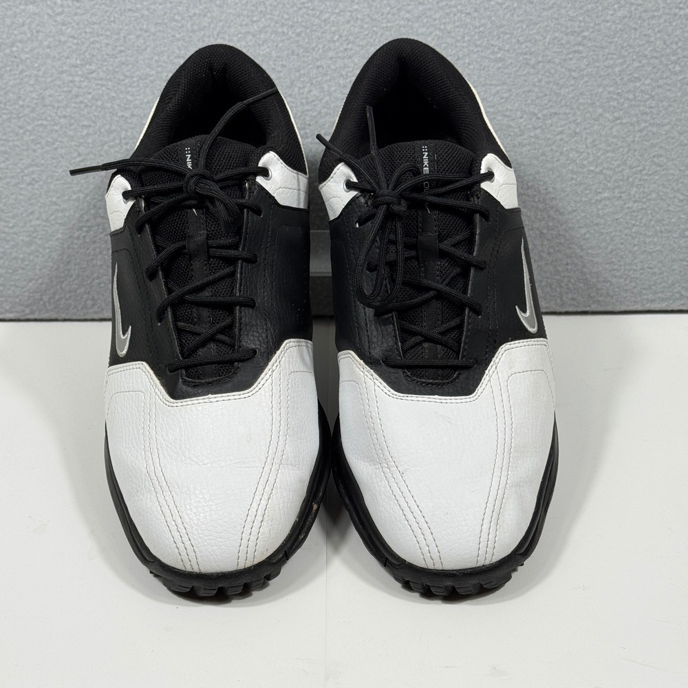 Nike Heritage Golf Shoes Mens 8 White Black 336040-101‎ Low Top Cleats Leather